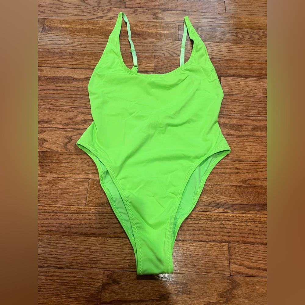 SKIMS Swim Scoop Neck One Piece in Neon Green